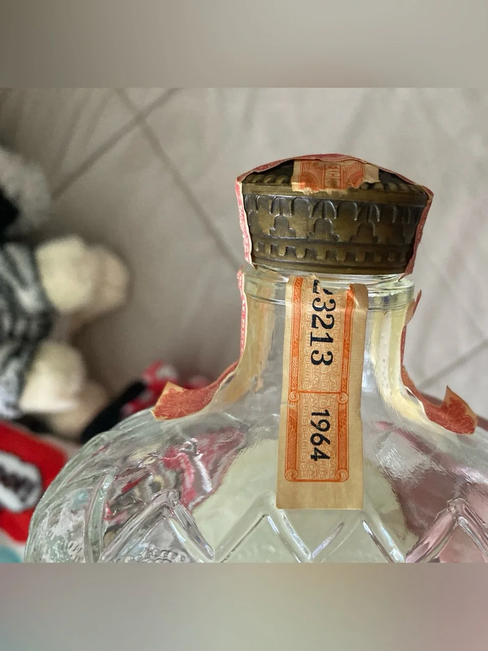 Seagram's Crown Royal Empty Glass Decanter Bottle - Gold & Purple Label